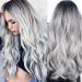 Fengq carnival wig gray women ombre silver gray curly long gray ombr wig long wigs gray natural synthetic hair long gray ombr wig for women