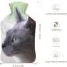 Gray Cat Hot Water Bottle | Plush Cover Bed Warmer for Adults & Children - 26.5x15.3cm | International Shipping - Buy Online on GoSupps.com