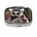 Monkey Lemur Cute Printing 2 Compartment Small Pill Case Cute Small Pill Box Purse Pill Boxs Travel Pill Organizer for Pocket Purse and Travel Gifts