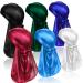 ASKNOTO 6 Pcs Silky Durag Headwraps Dorag for Men Women Waves Durags Pack with Long Tail and Wide Straps 6 Colors