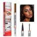DASAWADA Eyebrow Pencil & Gel 2 in 1 with 4 Tips Tip Eyebrow Contour Pencil Natural Makeup (04# Black)