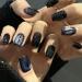 Temperament enhancement nail black wearing nail patch nail short explosive flash finished products handmade detachable students (10 pieces)(M)