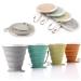 ME.FAN Silicone Collapsible Travel Cup - Silicone Folding Camping Cup with Lids - Expandable Drinking Cup Set - Portable, Graduated 9.22oz 4 Pack-Powderblue-Light Gray-Yellow Green-Light Brown