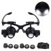 Magnifying 10X 15X 20X 25X Double Eye Glasses Loupe Head Wearing Magnifying Glasses Headset with LED Light for Watch Repair Jeweler Made in China