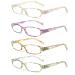 Cojwis 4 Pack Reading glasses Women Glasses Spring Sharnian Stylish multi -colored reader HD clear lens for women (4 pack beautiful pattern 4.00 x) 4 Pack nice pattern 4.0 x