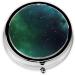 Galaxy Green Printed Mini Round Pill Box | 3 Compartment Portable Pill Organizer for Travel Home & Office - Buy Online on GoSupps.com