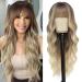 IFSUP Long Blonde Wig with Bangs 26inch Wavy Curly Wigs for Women Upgraded Synthetic Protein Fiber Natural Looking Hair Replacement Wigs Cosplay Costume Halloween Wigs(26'' Ombre Blonde)
