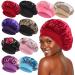 KEPUWAY 10 Pcs Bonnet Superior Satin Bonnet with Elastic Wide Band Silk Hair Bonnet for Sleeping Women Men curly Dreadlock Braid Hair (Multicolor Share Pack) Wine Black Pink Gold Purple Leopard Black Floral Pink Floral...