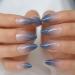 Blue ombre faux Ongles Gradient Medium Almond Glossy Acryl Professional Full Cover Press On Nails Supplies with Stickers Gel 24 PCs/Kit