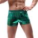 Duohropke men's shine metallic shorts hot pants leather optics boxer shorts trunks glitter beach swimming shorts sport gym jogger short trousers xl green green
