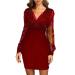 Hanxiulin women evening dress ladies long sleeve festive long -sleeved mini dresses ladies etuic dress christmas festival dress sequin dresses for women red m
