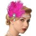 GENBREE 1920s Flapper Headpiece - Rose Red Feather Rhinestone Gatsby Headband for Women - Buy Online on GoSupps.com