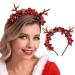 Unicra Christmas Headband Elk Deer Antlers Headband Flower Animal Horns Headwear Hair Piece Halloween Hair Accessories