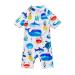 BONVERANO Baby Boy All-in-one Sunsuit/Swimsuits upf 50+ Sun Protection S/S Swimming Costume with Cap. 6-9 Months White Fish