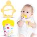 Vicloon baby bite gloves with bite ring toy soft bite ring baby bpa free soothe wound gums gloves pub for 0-6 months baby yellow gloves+bass ring