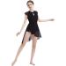 Lyrical Dance Dress with Lace Cap Sleeve & Asymmetrical Tulle Skirt - XS-XL, Black - Buy Online on GoSupps.com