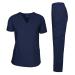 Dagacci Medical Uniform Woman and Man Scrub Set Unisex Medical Scrub Top and Pant Navy XXXL