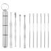 10PCS Stainless Steel Ear Wax Removal Kit with Storage Bucket - Easy to Clean Portable and User-Friendly Ear Cleaning Tools for Adults Men Women (Silvery)
