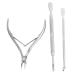 ZHONGHE Nail Cuticle Nipper with Trimmers Pack of 3 Manicure Scraper Tool