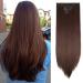 Silk-co 23" 8PCS Hairpiece Clip in Hair Extensions Light Brown 100% Synthetic Hair Piece Long Straight for Full Head 23 Inch Straight #Light Brown