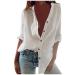 Women Button Down Shirts Comfy Drop Shoulder Oversized Shirts Blouses Tops Long Sleeve Plaid Dress Shirts with Pocket 1923-vvmdx-white-b XXL