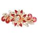 NYKKOLA Women's Multilayered Peacock Shaped Rhinestone French Barrette Hair Clip Red