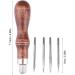 4 in 1 Wooden Handle Leather Craft Sewing Kit - DIY Diamond Awl Hole Punch Tool - Buy Online on GoSupps.com