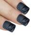 False Nails Bling Art Black Leaf Matte French Squoval 24 Fake Middle Tips