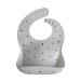 Mushie Baby Silicone Bib | Adjustable Fit Waterproof Bibs | Easy Wipe Baby Feeding Bibs | 4 Adjustable Sizes with Deep Front Pockets | 100% BPA and Phthalate Free White Letters