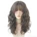 URCGTSA Long Wavy with bangs Synthetic Wigs for women Party Wigs Natural Looking Heat Resistant Fiber Hair 22 Inches Cold brown 22 Inch Cold brown
