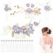 Kleemeiero 22 pc hairwear wedding hair jewelry head jewele blue bridal crown flowers hair parts bride kamm pearl hairpins hair clamp bridal socket crested ridge hair clipping hair for women girls