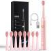 Sonic Electric Toothbrush for Adults Smart Cleaning and Whitening 5 Modes Selection 38000VPM Rechargeable with Dupant Brush Heads Suitable for Travel 1 Count Pink