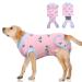 Recovery Suit dogs wound protection suits puppies pets postoperative care protective clothing wounds after surgery prevent licking bite bite alternative e-collar after operations (pink cactus XS) XS B-rosa cactus