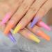 Colorful Ombre Rainbow French Coffin False Nails - Long-lasting, Reusable, Summer Shades | L5880 - Buy Online on GoSupps.com