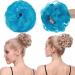 Thick Hair Donut Scrunchie Hair Bun Updo Hairpiece Scrunchy Wavy Curly Messy Hair Ribbon Hair Chignons Ponytail Extension Blue Thick Blue