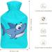Blue Shark Hot Water Bottle with Plush Cover | Hand Warmer for Adults & Kids - 26.5x15.3cm - International Shipping Available - Buy Online on GoSupps.com
