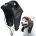 Itoda hat dog dog trapper hat winter dogs with ear holes flying cap pet winter hat adjustable dog cap PU leather dog hat warm wind protection pet hat outdoor fur cap cat black m
