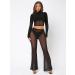 Verdusa Women's Sheer Mesh Elastic Waist Bell Bottom Trousers, X-Large Black - Buy Online on GoSupps.com