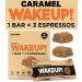 WAKE UP! Caffeinated Caramel Protein Bars - Gluten Free Vegetarian 350mg Caffeine (1 Bar 3 Espressos) - Boosts Focus and Clarity - Kosher Ingredients - 6 Pack Caramel 1 Count (Pack of 6)