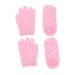 Healeved 2 Pairs Gel Care Kit Moisturizing Gel Spa Gloves Socks Booties for Dry Skin & Feet Moisturizing Socks Foot Care Socks Spa Beauty Gloves Skin Care Man Accessories Pink Yarn
