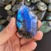 XUQULI 1 Piece Blue Natural Labradorite Crystal Leaf Beautiful Blue Random Meditation Crystal (Color : with Holes 1pcs)