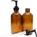 8oz Amber Glass Pump Bottles (4-Pack) - Boston Round for Lotion - Black Plastic Pumps - Empty - Buy Online on GoSupps.com