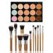 15 Colors Cream Contour Foundation Concealer Palette Kit with 11pcs Bamboo Brush - Buy Online on GoSupps.com