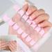 Pink French Tip Short Gels Semi Nail Strips Stickers Cured Gel Nails Wraps with Lamp Starter Kit Upgraded 16 Pieces Glossy Soft Self-Adhesive Salon-Quality Uv/LED Lamp Required - Buy Online on GoSupps.com