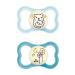 MAM Rubber Air Night Soothers 16+ Months (Pack of 2) Glow in The Dark Baby Soothers with Self Sterilising Travel Case Newborn Essentials Blue (Designs May Vary). Latex Blue Air Night 1 12+ M Soother