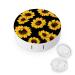Bagea-Ka Oil Painting Sunflower Flowers Pattern With Black Pattern Contact Lens Case Box Eye Care Kit Holder Mirror Box with Tweezers Remover Tool Solution Bottle for Outdoor Travel & Home