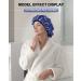 Terry Cloth Lined Shower Cap - YIZIJIZI Triple Layer Waterproof Reusable Cap for Long Thick Hair, Blue Flower & Leaf Design - Buy Online on GoSupps.com