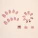24Pcs Square Press On False Nails - Pink & Golden Leaves Design - DIY Removable Fake Nails for Women and Girls - Buy Online on GoSupps.com