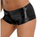 YONGHS Women's Shiny Metallic Low Waist Booty Shorts - Black (Medium) | Rave Party Dancewear Bottom Clubwear - Buy Online on GoSupps.com