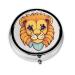 Cartoon Cute Little Lionround Pill Box 3 Compartment Round Pill Box Organizer Portable Travel Pill Box for Traveling.